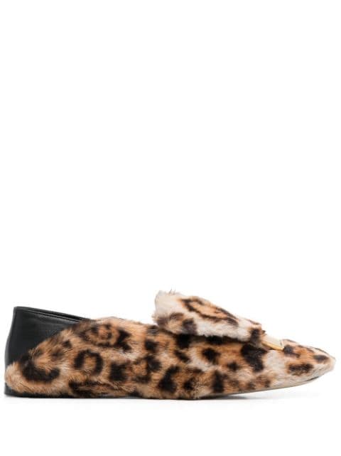 Leopard print business casual flat loafers