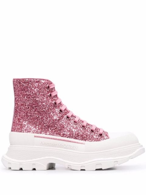 Pink glittery ankle boots