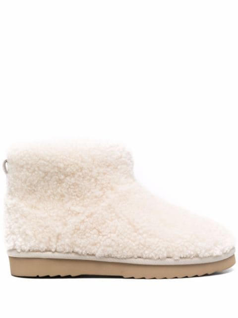 White fluffy winter ankle boots