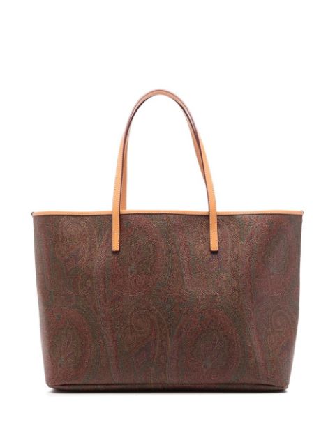 Brown leather bag with orange handles