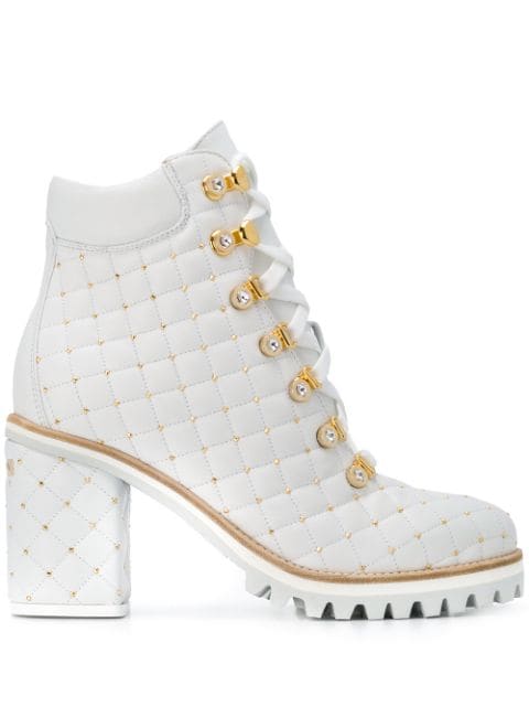 White and golden heeled boots