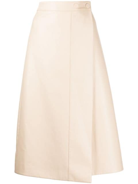 Cream faux leather skirt
