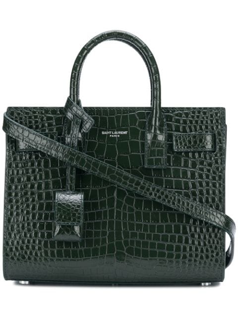 Green leather handbag from Saint Laurent