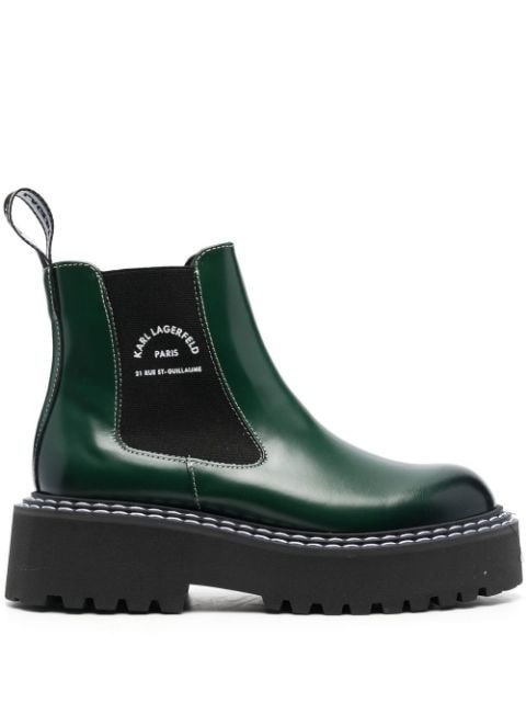 Women’s dark green chunky sole boots