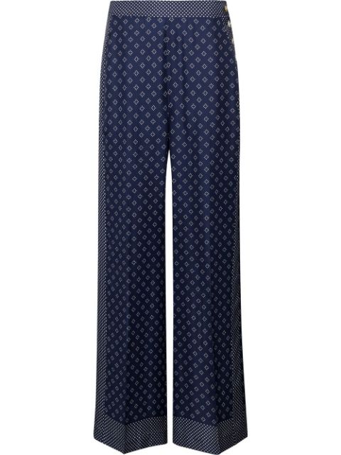 Navy polka dot trousers for women