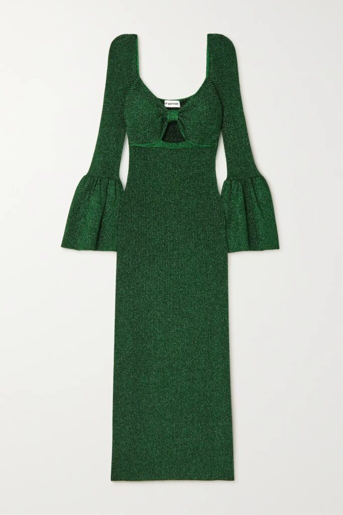 Green sparkly winter party dress