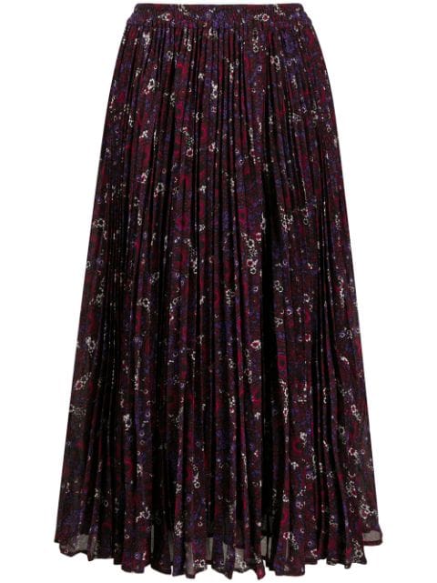 Designer floral pleated skirt