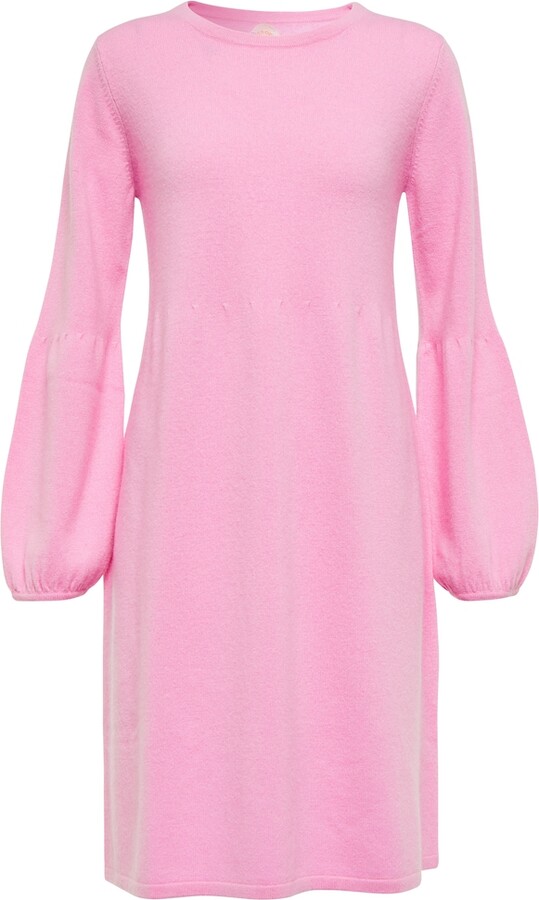 Pink wool midi dress