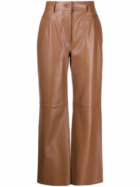 Women’s brown high waisted leather trousers