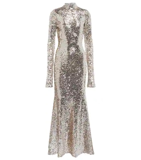 Silver sequinned maxi dress