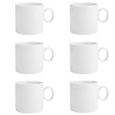 Set of 6 white mugs