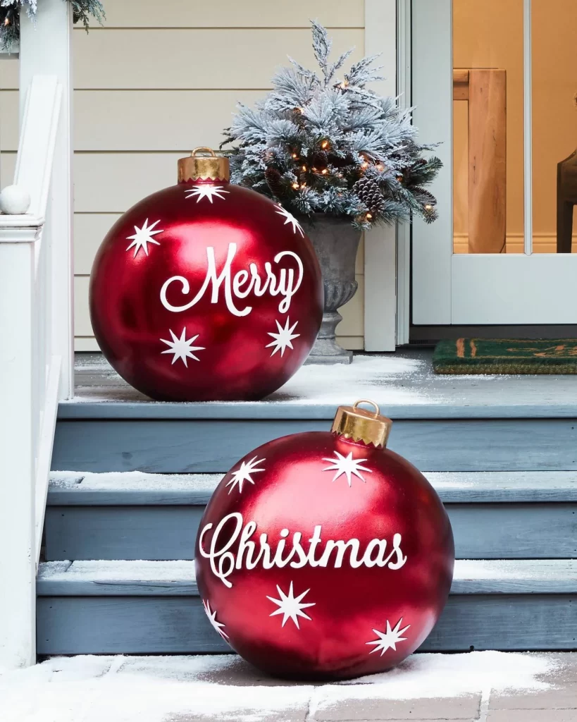 Large red baubles for outdoor christmas display