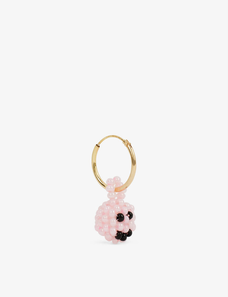 Pink smiley face earring