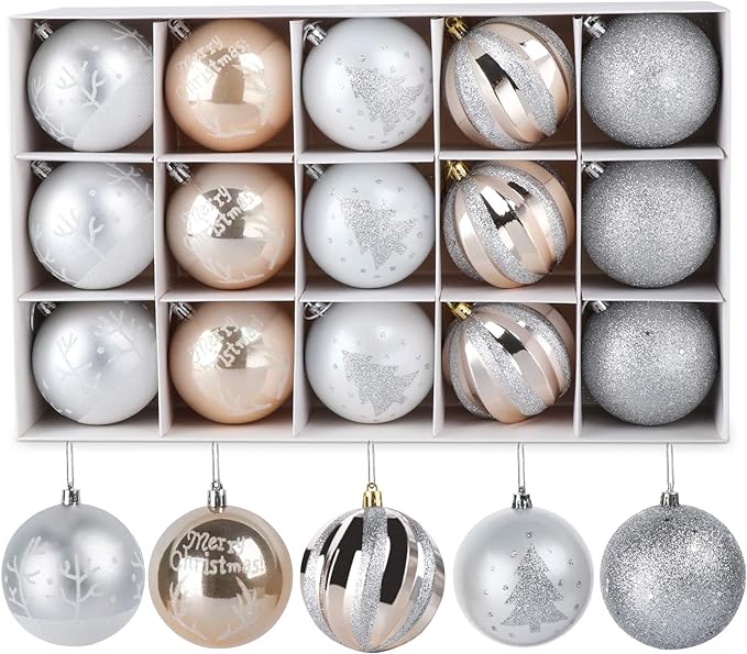 15 pack of silver baubles