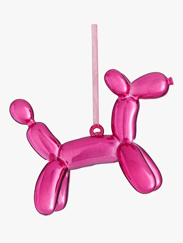 Pink balloon dog Christmas ornament