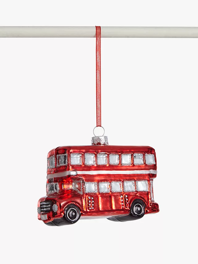 Red London double decker bus Christmas bauble