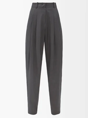 Grey pleated women’s trousers