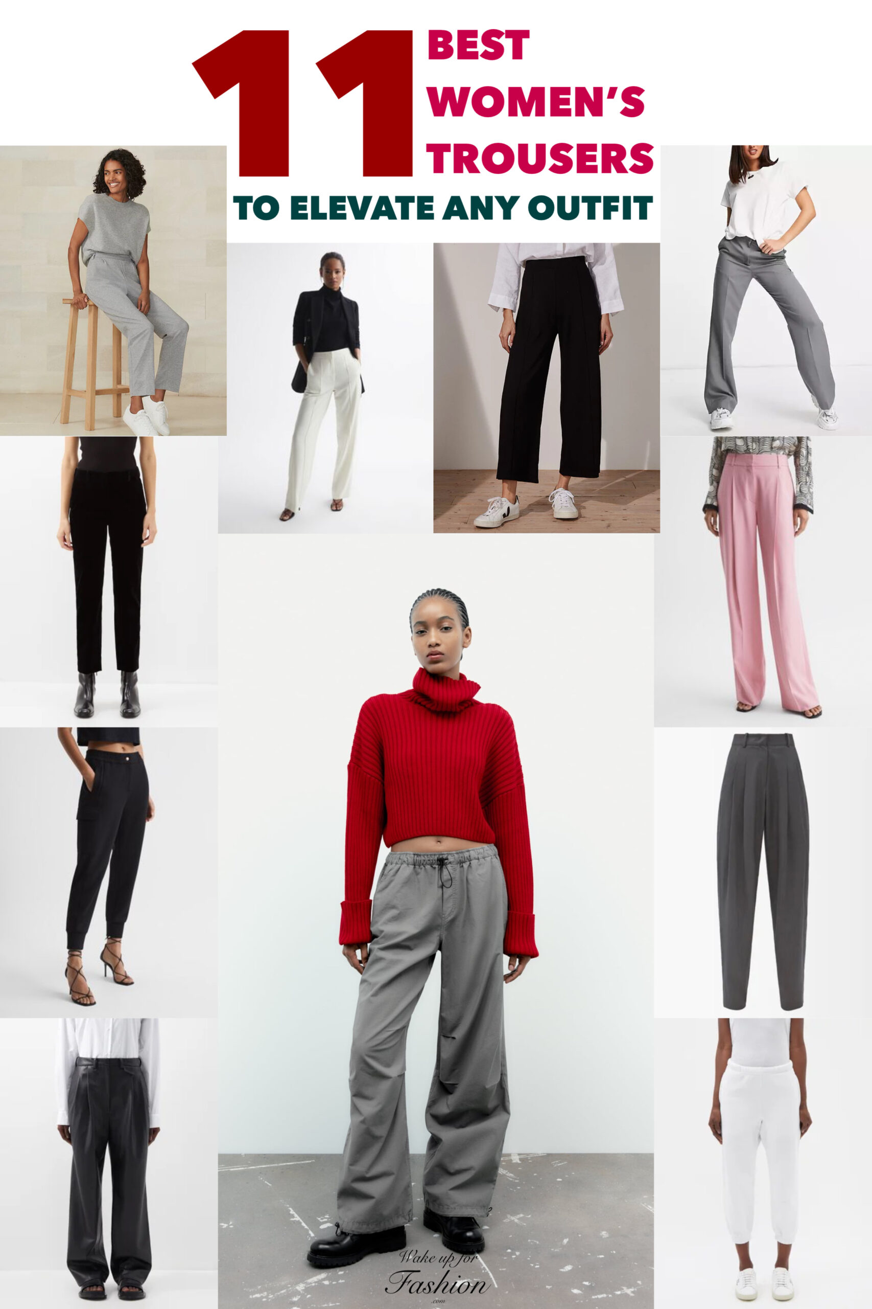 Collage of the best trousers for women.