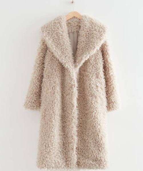 Cream Sherpa coat from & Other Stories.