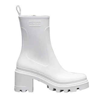 White heeled ankle boots