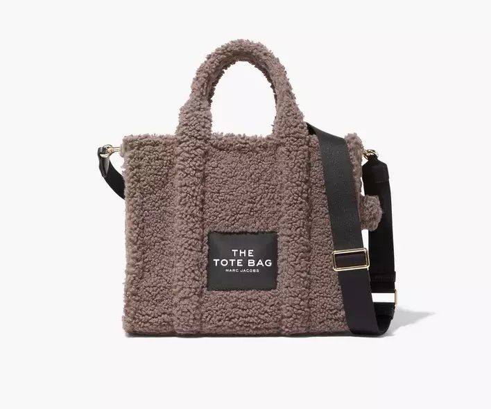 Brown fluffy designer tote bag