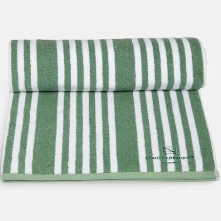 Green house pool towel with white stripes