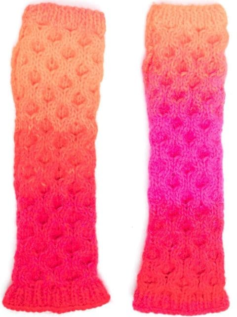Red, pink and yellow gradient fingerless gloves