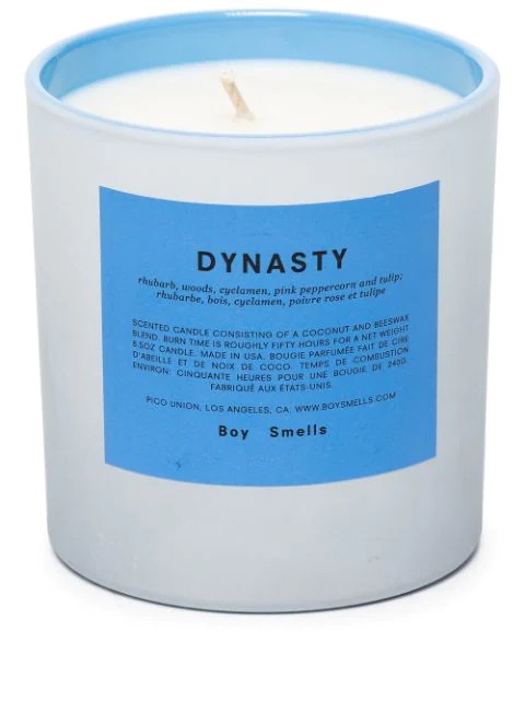 Large fancy white and blue candle