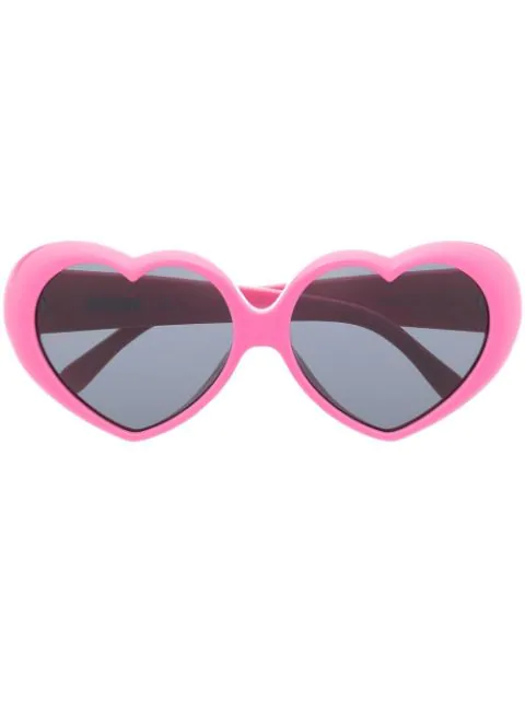 Pink heat shaped frame sunglasses with black frames
