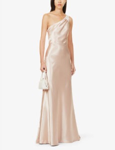Gold full length prom dress