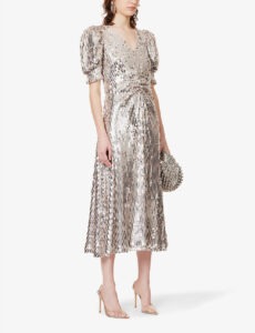 Silver shiny prom dress