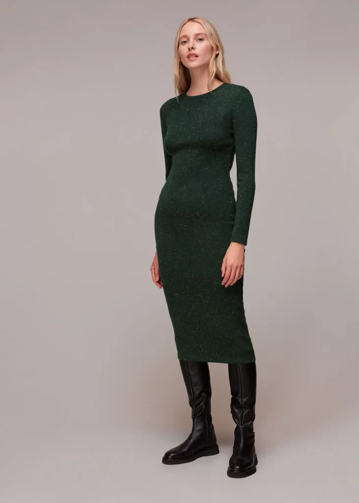 Dark green sparkle knit dress from Whistles.