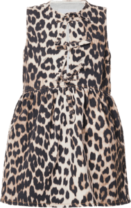 Leopard print denim mini dress