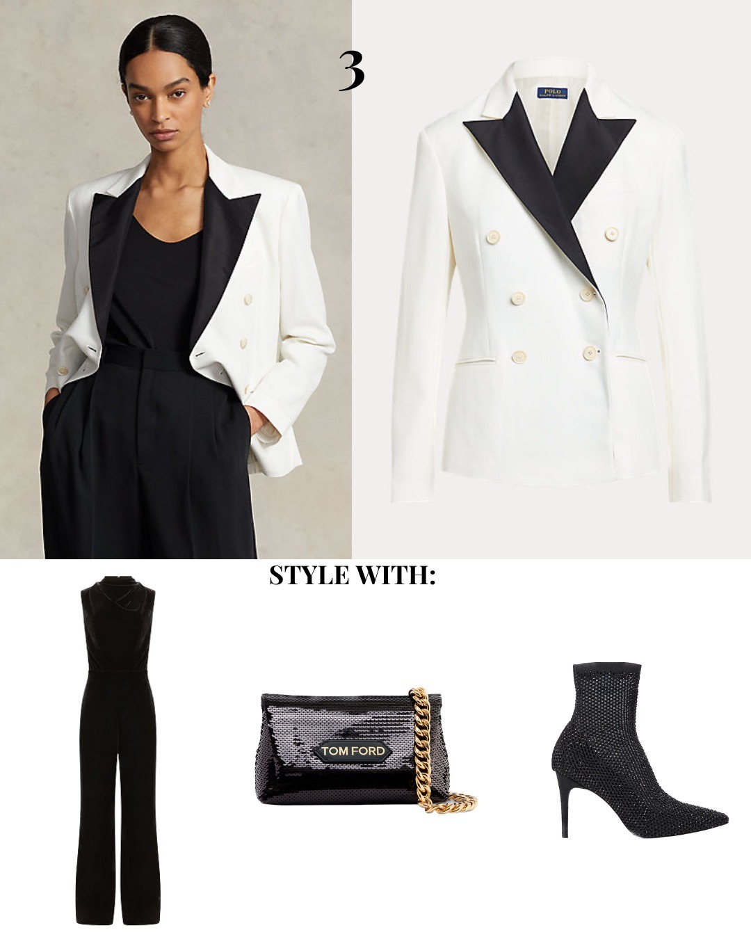 White blazer outfit idea for women.