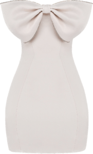 Cream bow prom mini dress