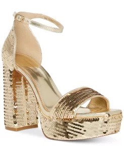 Gold shiny prom heels