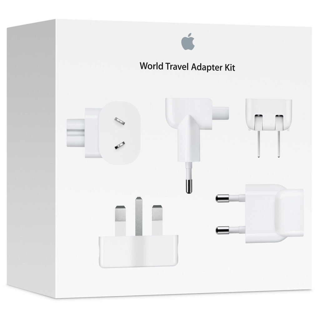 Adaptors for different countries by Apple.