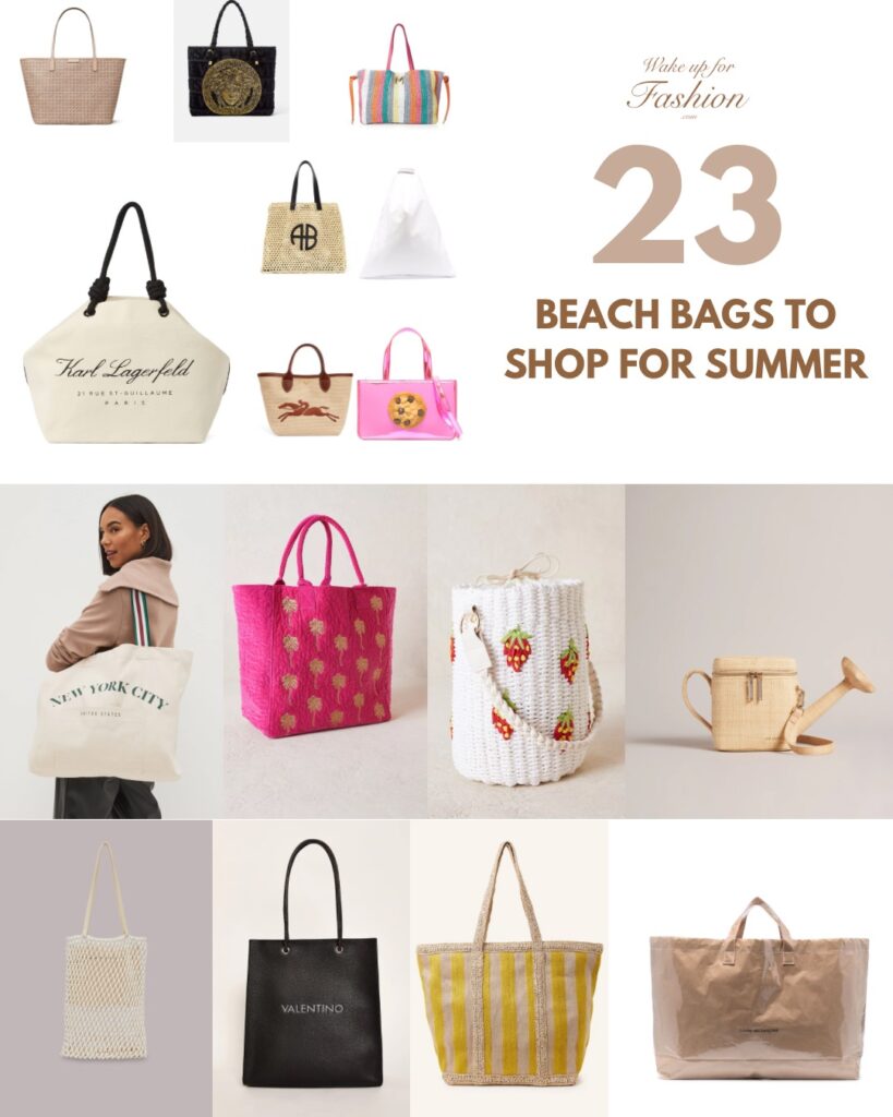 Collection of beach bags for summer 2023.