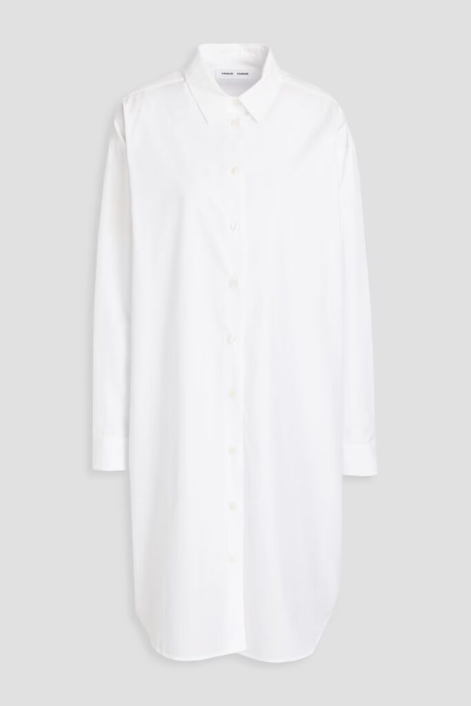 Long white summer shirt for women.