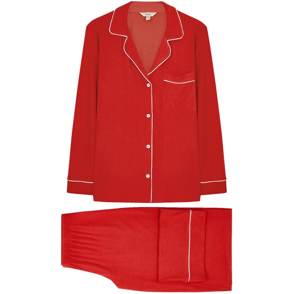 Red luxury pyjama set for women.