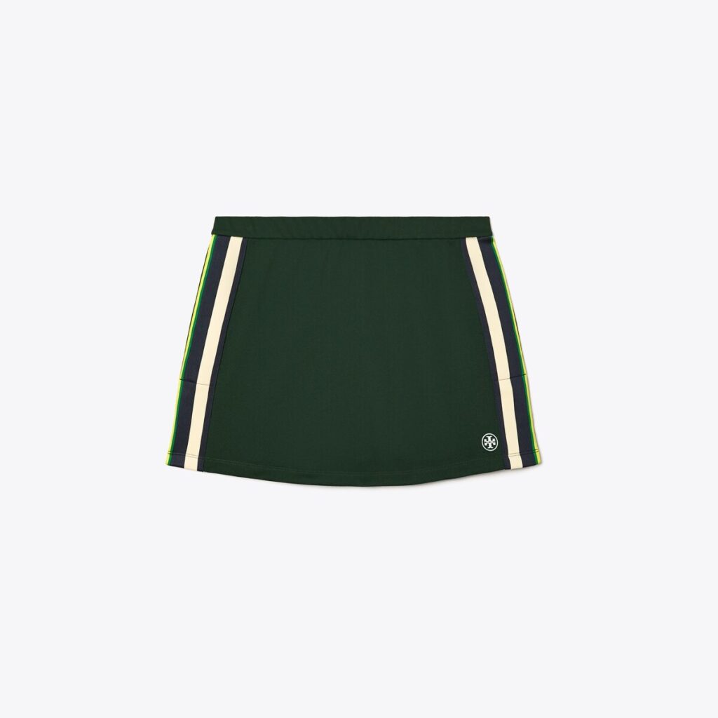 Dark green tennis skirt from Tory Burch.