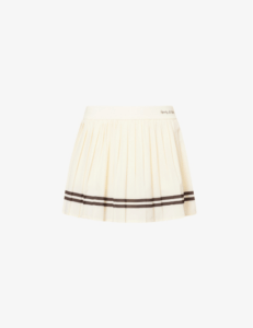 Cream tennis skirt with brown stripes.