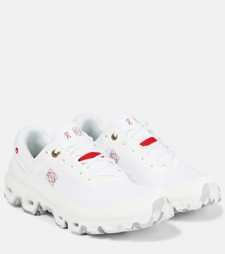 White and red running trainers.