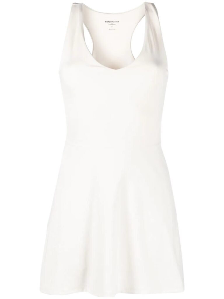 White tennis dress with stretchy fabric.