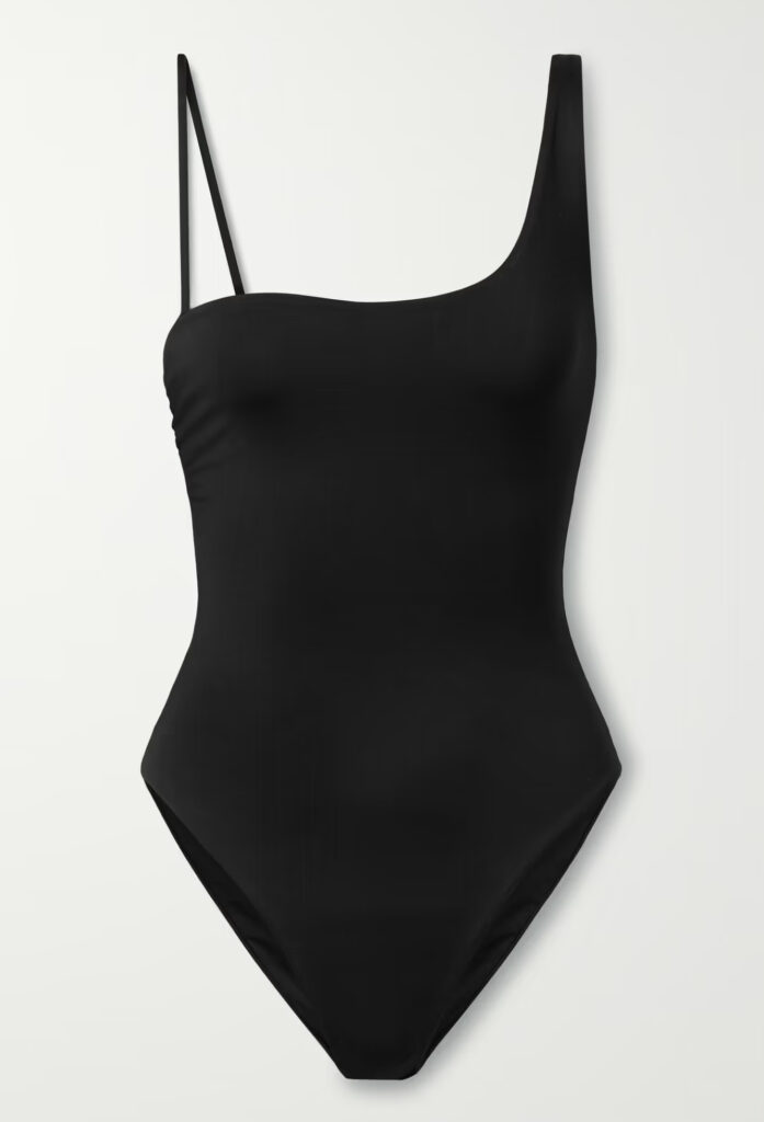 Black asymmetric swimsuit for women by Max Mara.