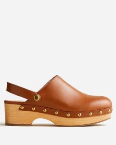 Brown leather clogs from J. Crew.