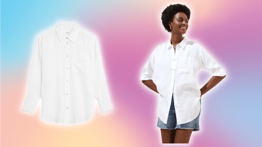 Women’s white oversized shirt from M&S.