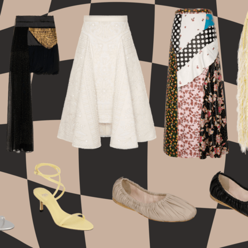 Collection of high-end skirts and shoes from Zara Atelier.