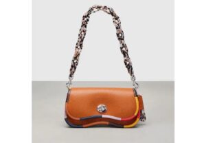 Coachtopia brown wavy dinky bag with multicolour trim.