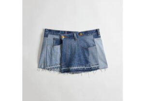 Repurposed denim skirt from Coachtopia.